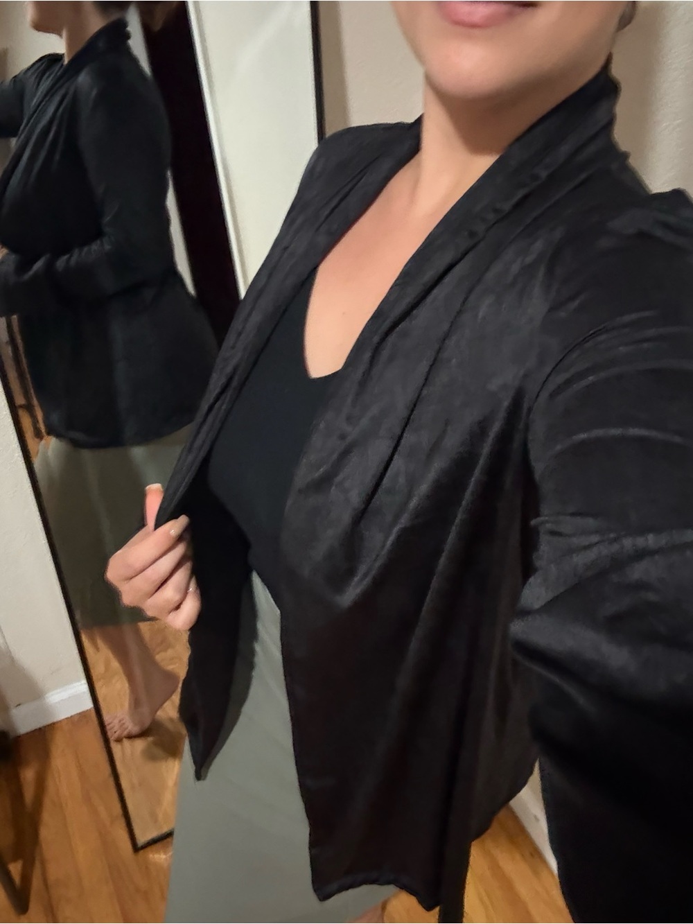 Zara Women's Black Open-Front Draped Jacket